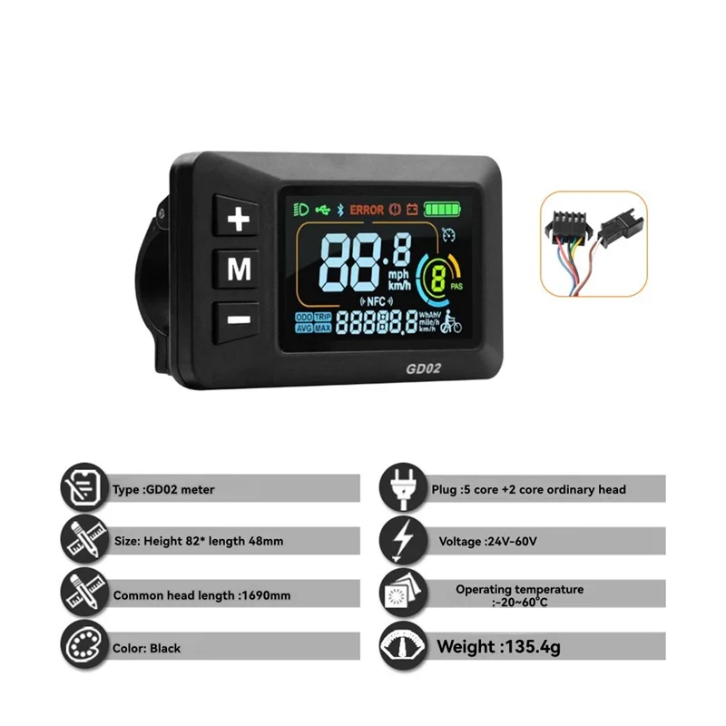 

36V 48V 17A Brushless Controller GD02 Meter LCD Display 24V-60V+Throttle Kit Forelectric Scooter E-Bike Repair Kit-A54R