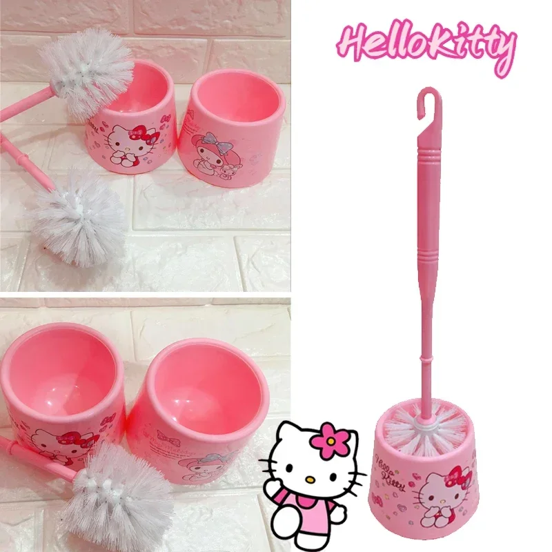 Hello Kitty Cute Cartoon Toilet Brush Long Handle Toilet Clean Tool Floor-Standing with Base Cleaning Brush Bathroom Accessories