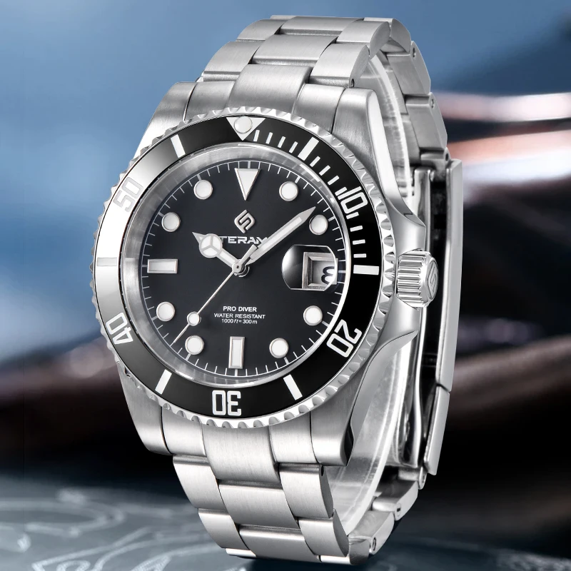 TERAMI Simple Luxury Mechanical Man Watch Retro 316L Stainless Steel Casual Waterproof Automatic Movement Men's Watches NH35+Box view 4