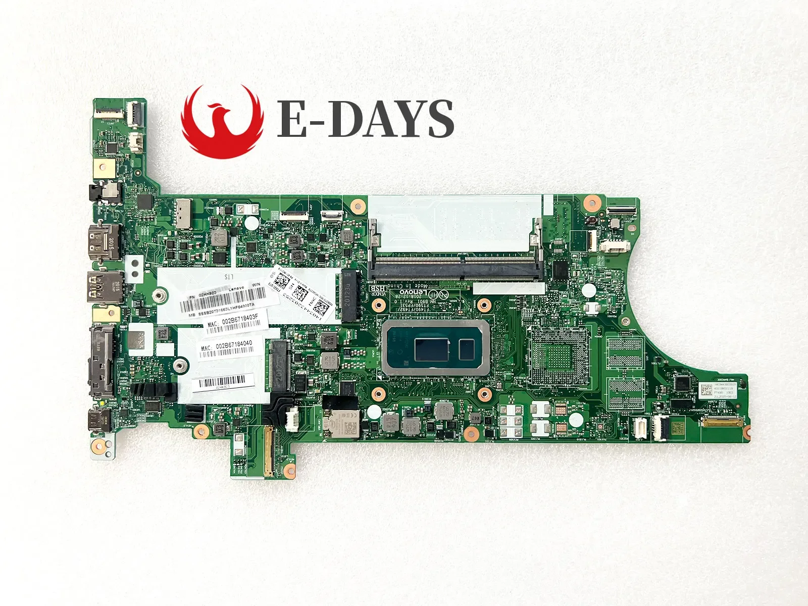 

For LENOVO Thinkpad T490 i5-8265U I7-8565u Laptop Motherboard NM-B901 02HK923 SREJQ 02HK922 Notebook Mainboard