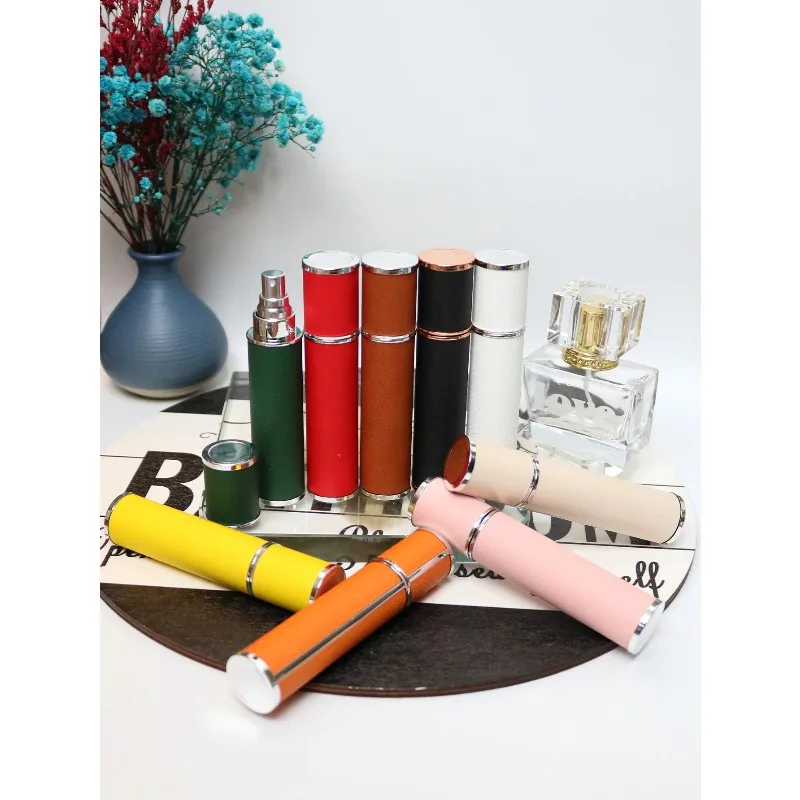 Flacon de parfum en verre de 10 ml enveloppé de cuir de luxe, vaporisateur portable, mini, rechargeable, sans BPA, contenant cosmétique