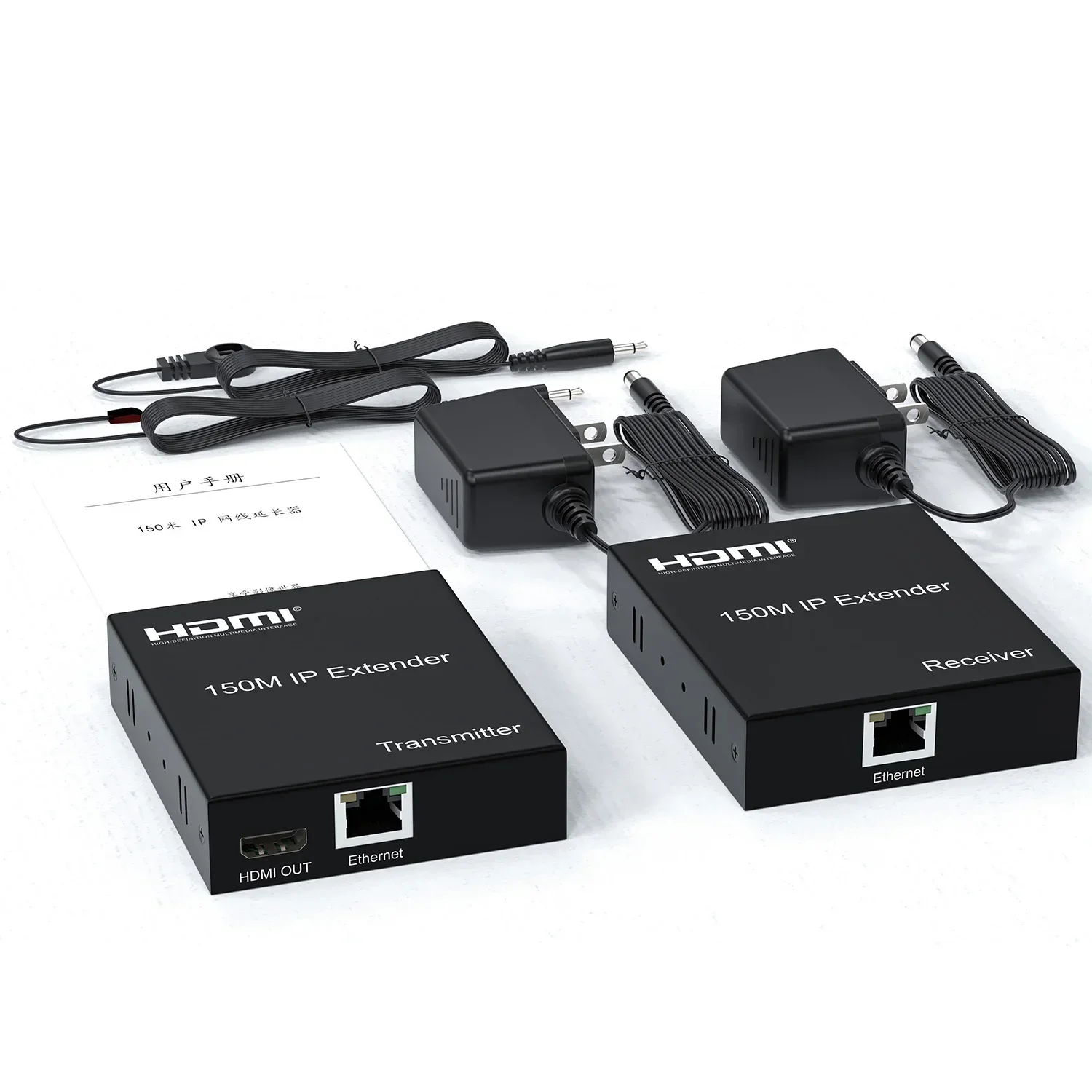 

1080p 150m IP Extender with HDMI Loop HDMI RJ45 Ethernet Extender Video Transmitter Receiver Over Cat5e Cat6 Cable One To Multi