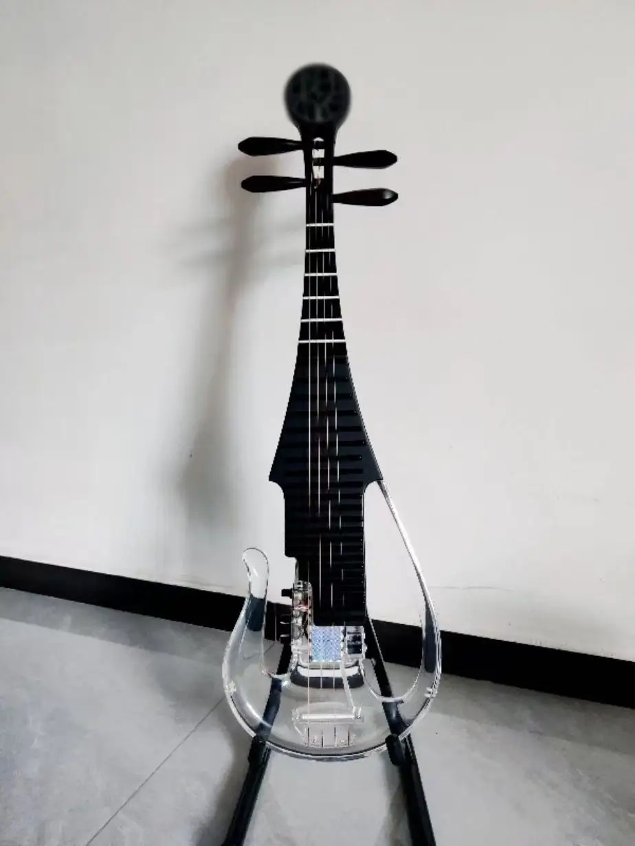 Custom Transparent Electric Pipa Chinese Folk Plucked String Performance Instrument