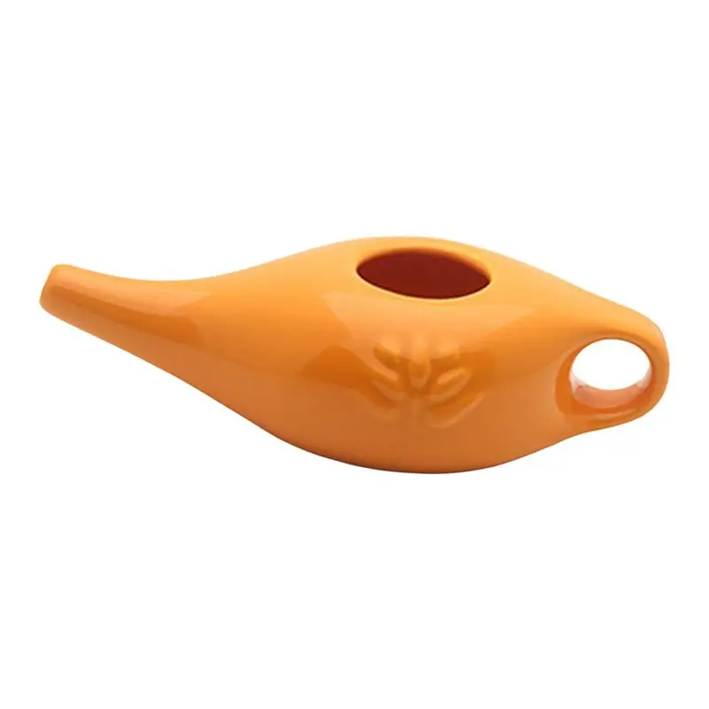 【STOCK】250Ml Ceramic Neti Pot Nose Cleaning Pot Leakproof Spout Pot for Nasal Rinsing Nose Washing Men and Women,Orange