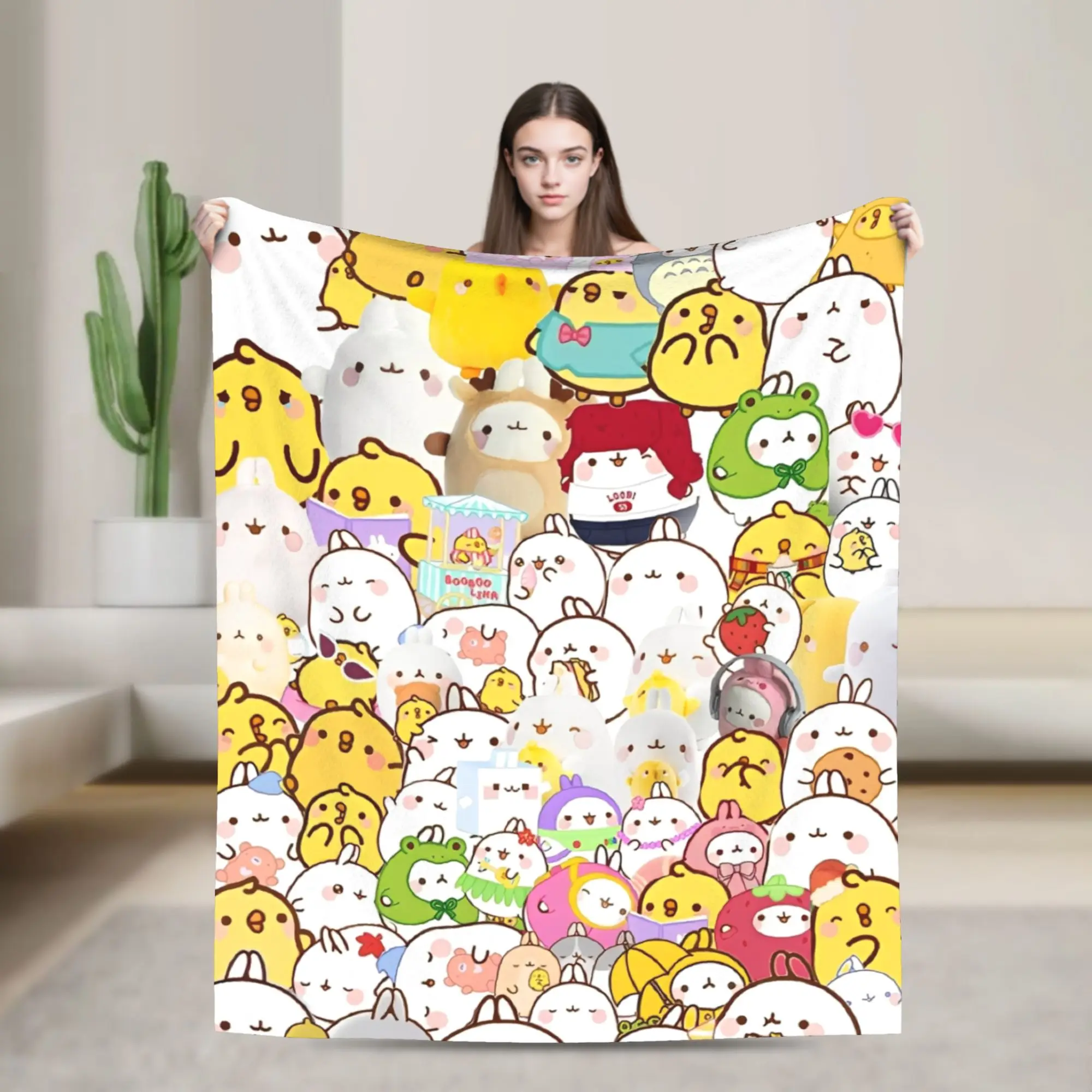 Molang Funny Cartoon Blanket Super Soft Cozy  Throw Blankets for Couch 50x60 Inch Multi-size Bedspread