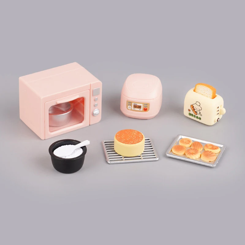 1/12 Dollhouse Mini Kitchen Electrical Appliance Model Kit Dollhouse Juice Machine Rice Cooker Oven Food Toys Dolls House Decor