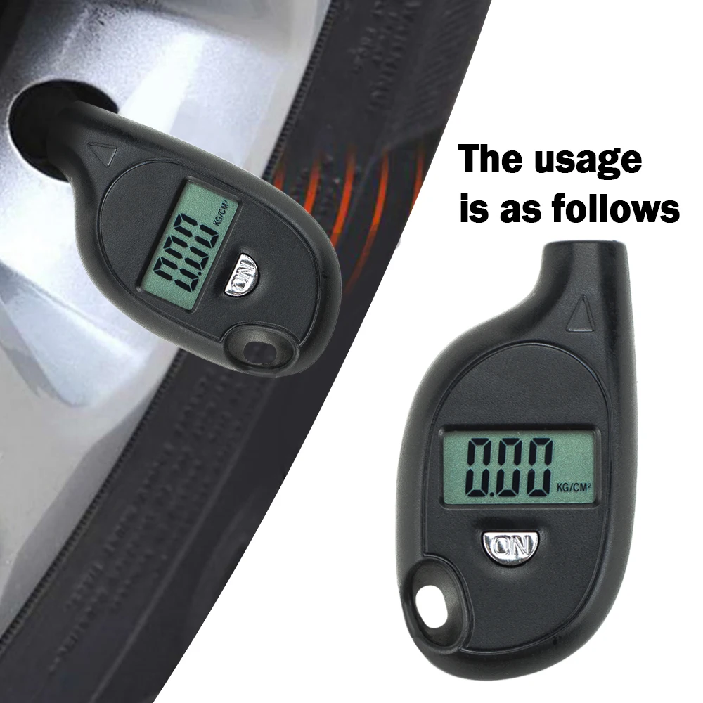 Portable Keychain Tire Tyre Wheel Air Pressure Gauge Tester Digital LCD 5-100 PSI Procession Digital Tire Pressure Monitor Test