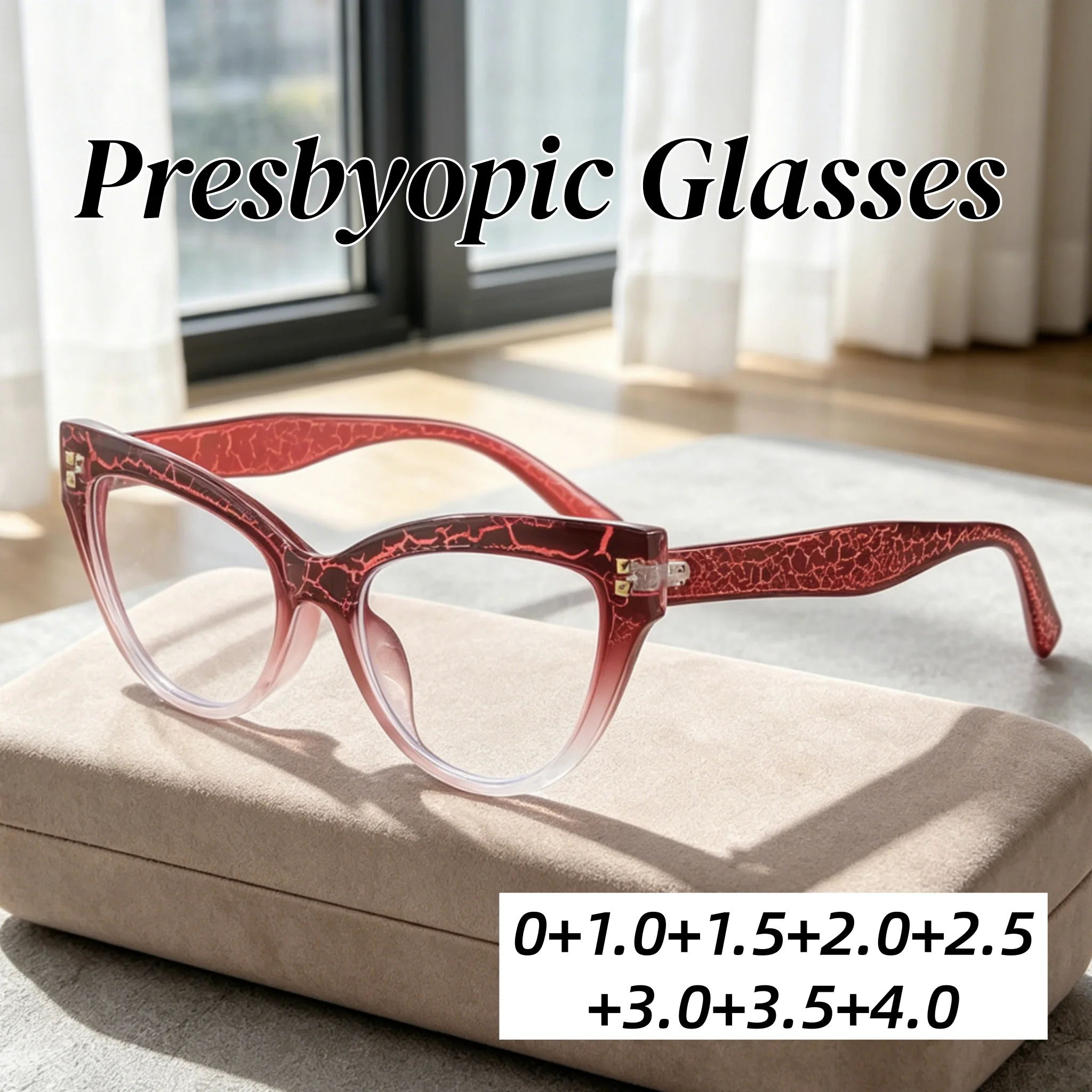 

New Fashionable Oval Frame Anti Blue Light Presbyopia Glasses Vintage Color Blocking HD Ultra Light Reading Glasses Women Men