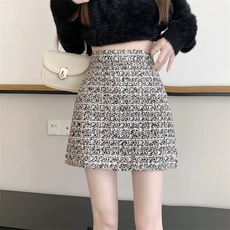 

Осенне-зимняя новая корейская розовая юбка средней длины с высокой талией и запахом на бедрах