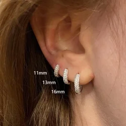 1/3Pairs Piercing Statement Triple Paved Hoop Earrings CZ Stone Gold Color Copper Huggies Cartilage Earrings For Women Jewelry
