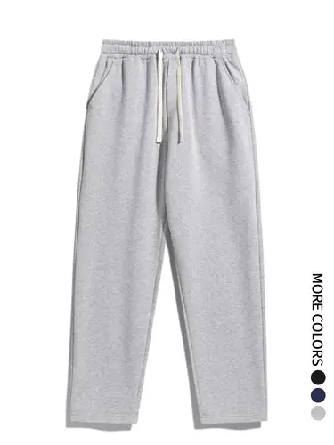 Pantalón deportivo liso de pierna recta de ajuste regular para hombre con cordón y cinturilla elástica, pantalón de punto, adecuado para todos los días