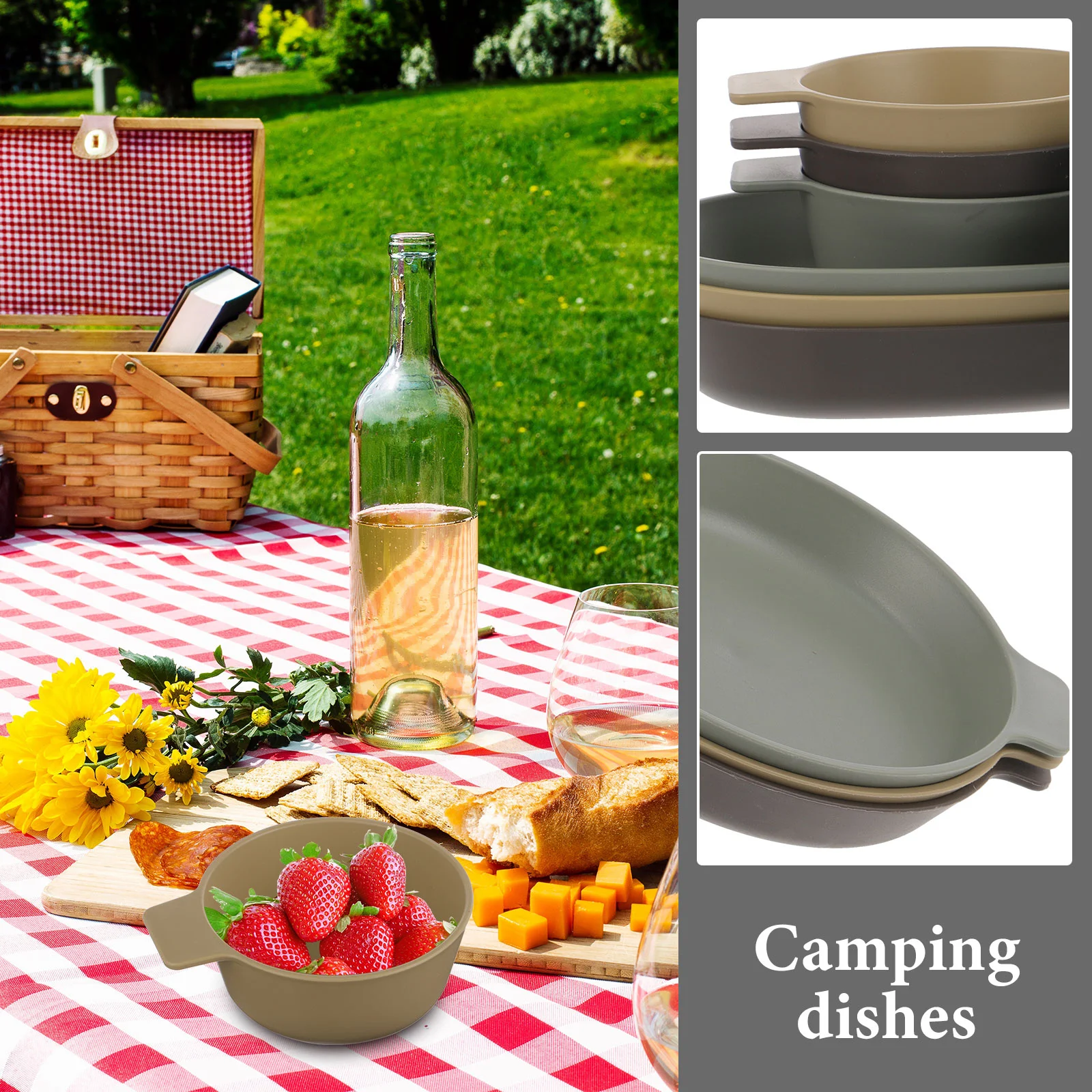 Outdoor Tableware Set Plates Plastic Bowl Serving Utensils Cutlery Unbreakable Dinnerware Camping Kitchen