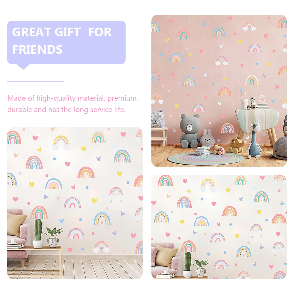 

Rainbow Heart Dot Stickers Kids Decal Removable Wall Decor Nursery PVC Material Living Room Children Room Office Corridor