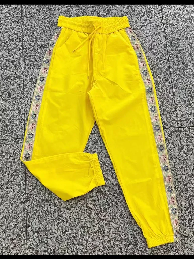 2025 EWEE Spring Summer New Ice Silk Pants Women's Side Air Conditioning Pants Leisure Ankle-Length Sports Pants
