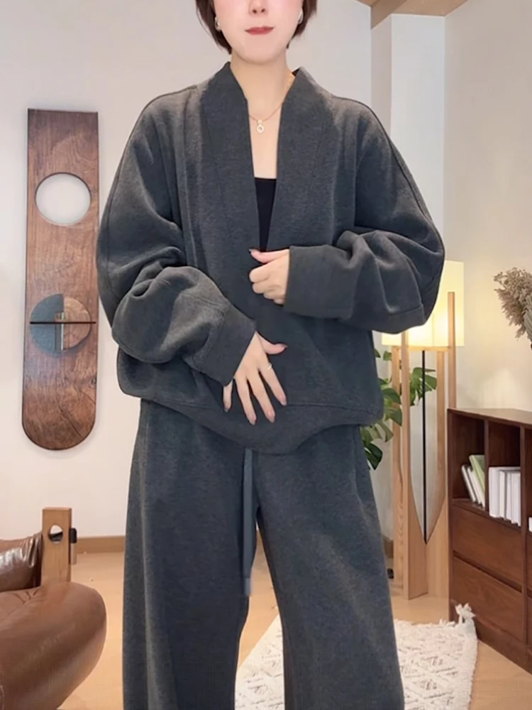 laid-ba-sle-casual-sportswear-set-women's-autumn-2025-faion-slimming-stand-collar-sweatirt-wide-leg-pants-two-piece-set