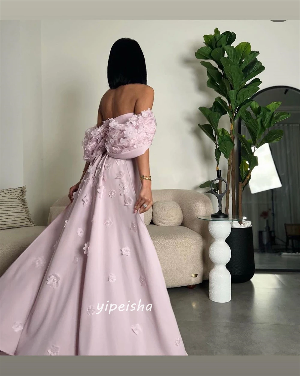 Customized Jiayigong  Simple Modern Style Formal Evening Off The Shoulder A-line Appliquess Bespoke Occasion Dresses