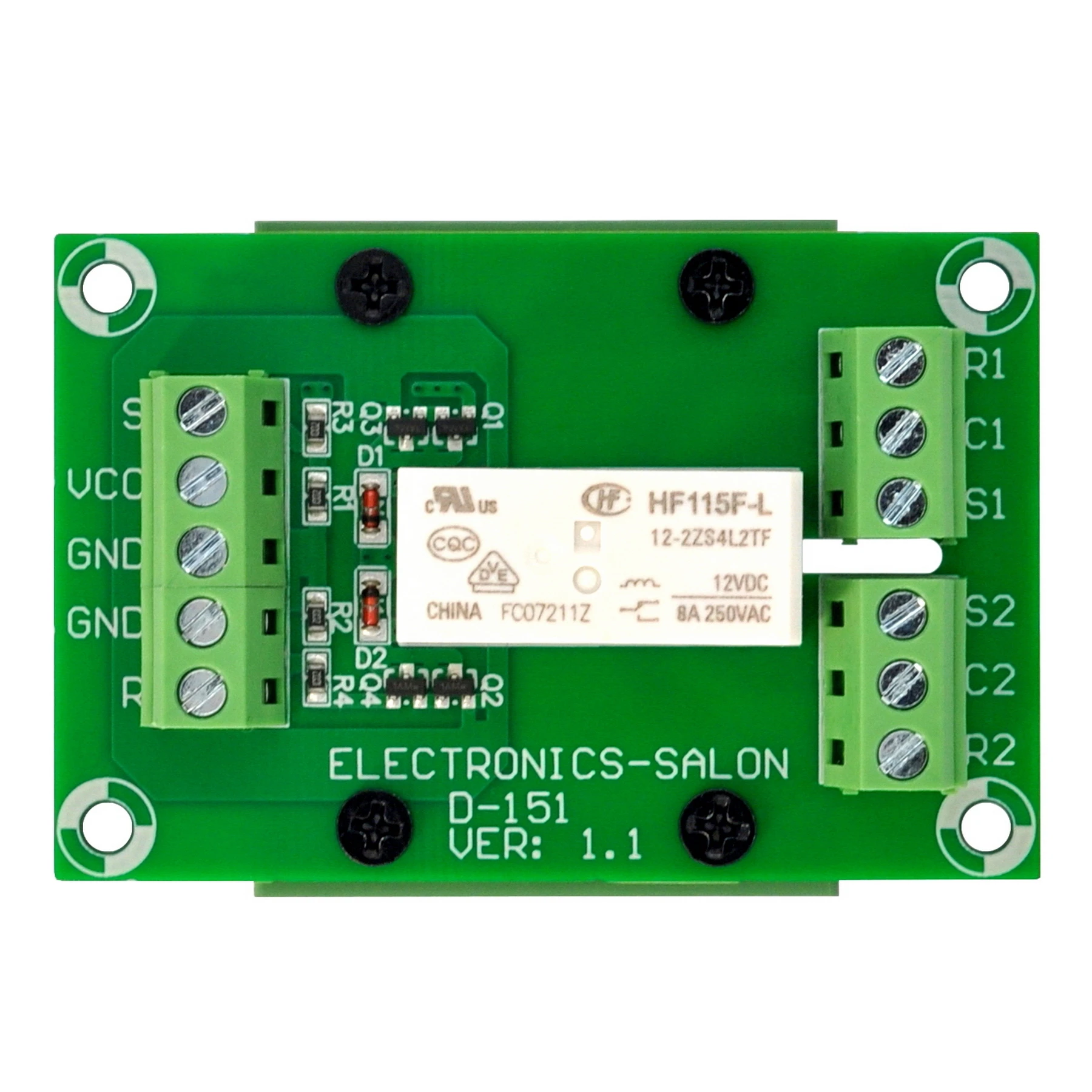 ELECTRONICS-SALON Bistable/Latching DPDT 8 Amp Power Relay Module, DC12V Coil, with DIN Rail Feet