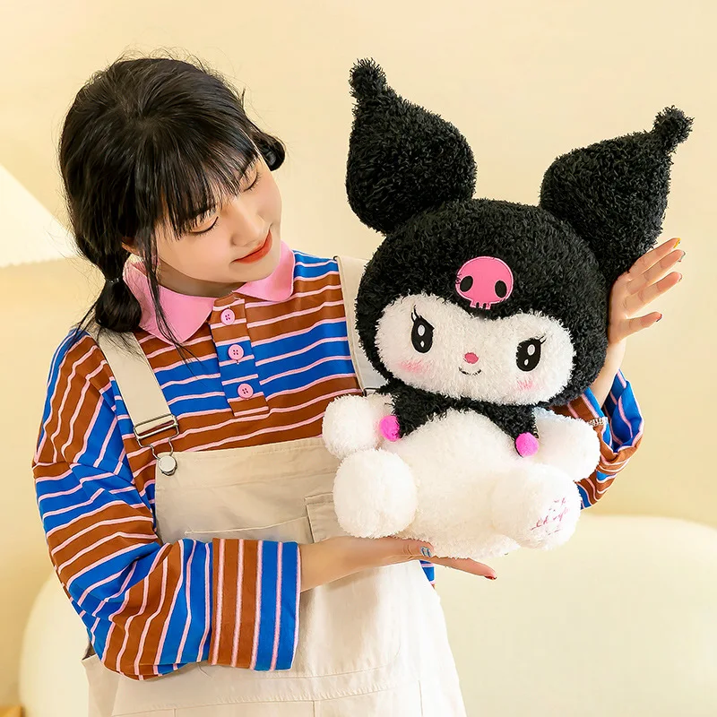 Kawaii Sanrio Kuromi pluszowa zabawka wypchane zwierzęta lalka-królik kreskówka śliczna poduszka poduszka wystrój pokoju Anime Peluche zabawka prezent