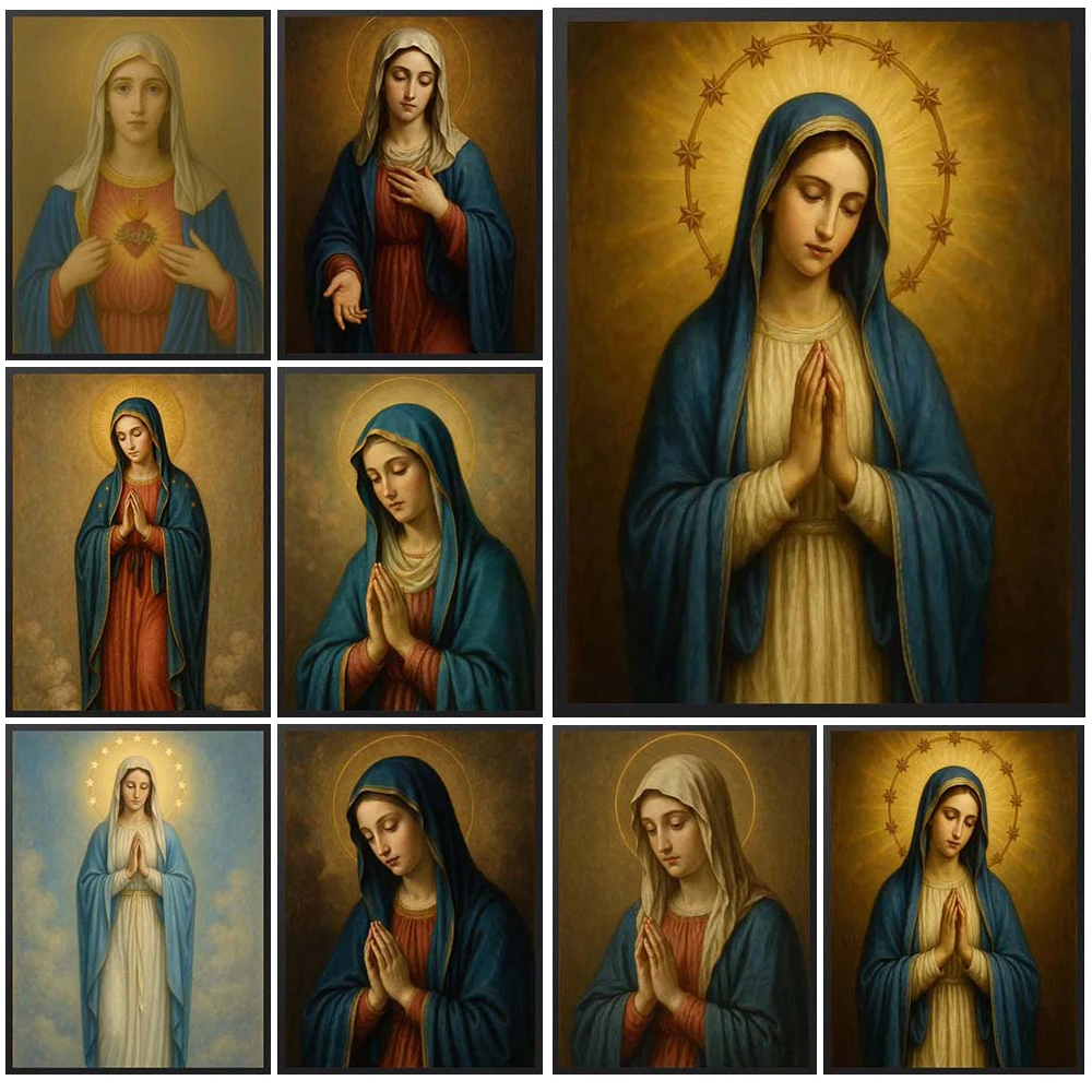 

Virgin Mary Christianity Catholicism Jesus Gospel Poster Wall Pictures For Church Room Decor Wall Art Canvas Painting Unframed