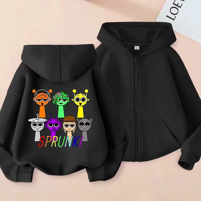 Zipper Sprunki Hoodie Fashion Kids Incredibox Hoodies Zip Up Warm Sweatshirts Children\'s Winter Soft Clothing Cartoon Hoodie