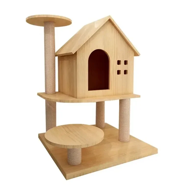 Pet Products Modern Large cat Climbing Framee Solid Wood Cat Condo House Tower Cat Tree