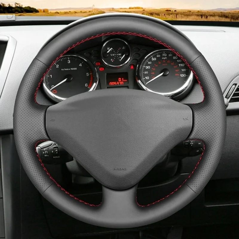 Genuine Leather Car Steering wheel Cover For Peugeot 207 Fiat Scudo Expert Partner Handle Cover Interior Car Accessories