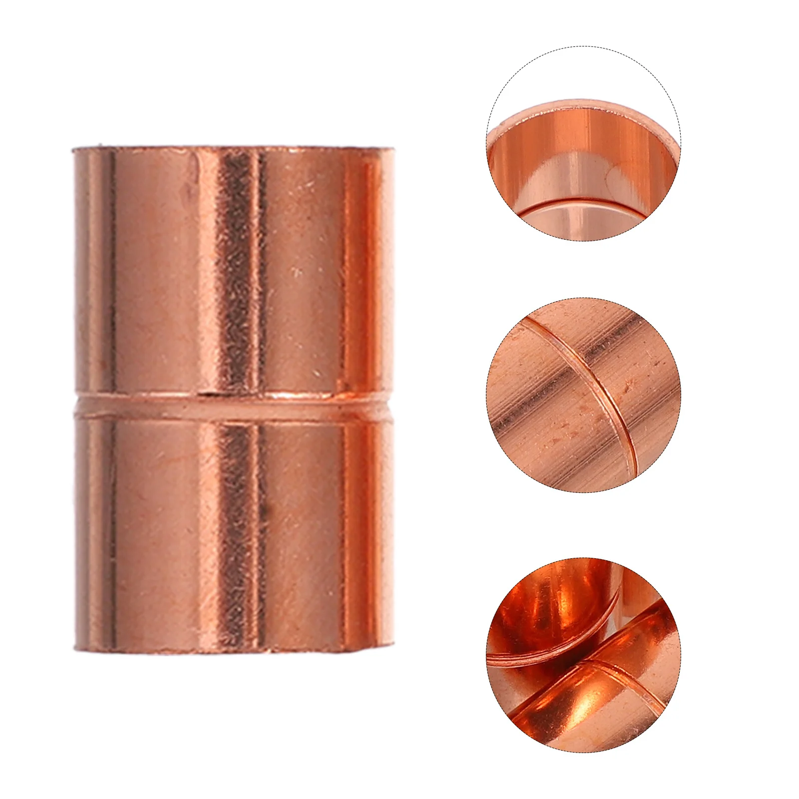 

5Pcs Hvac Copper Fittings Straight Coupling Rolled Tube Stop Sweat Ends Secure Leakproof Connection for Air Conditioning