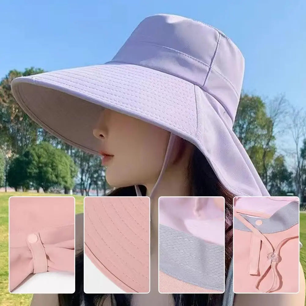 Wide Brim UPF 50+ Sun Hat Women Anti-UV Protection Hiking Fisherman Cap Fold Summer Solid Beach Hat 2023 Double Sided Sun Hat