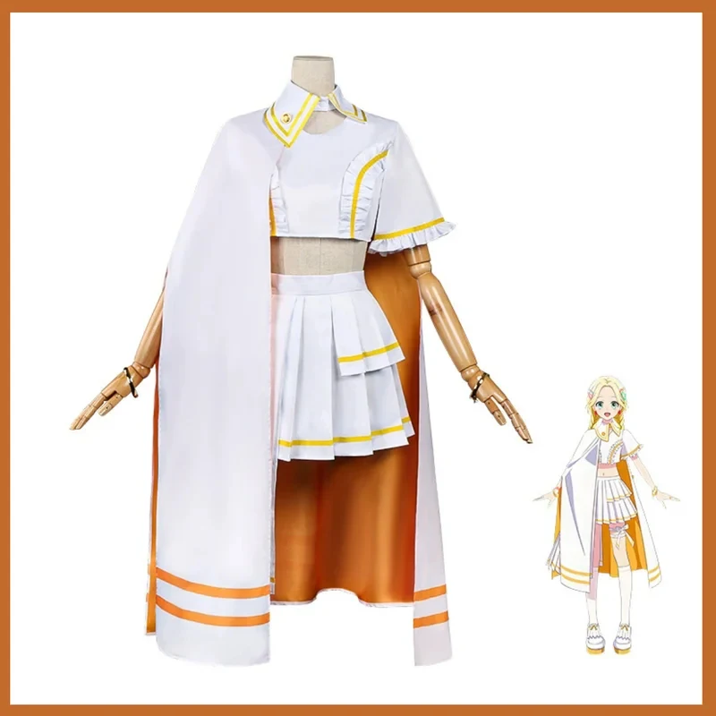 5;e,8\v,5/Anime Maebashi Witches Mitsumata Choko Cosplay Costume Cloak Yellow White Lolita Skirt Wig Woman Sexy Birtf,5'h\8/m' view 5