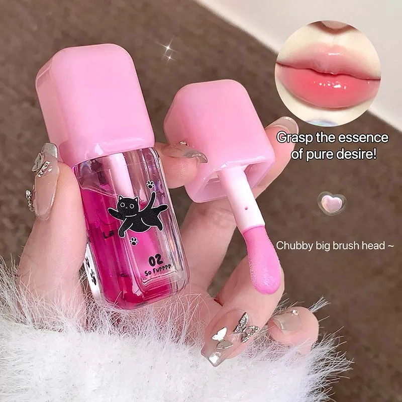 Cappuvini Cat temperatuurveranderende lipolie Verdunt liplijnen met transparante fijne glitterlipgloss om stekelige lip te creëren
