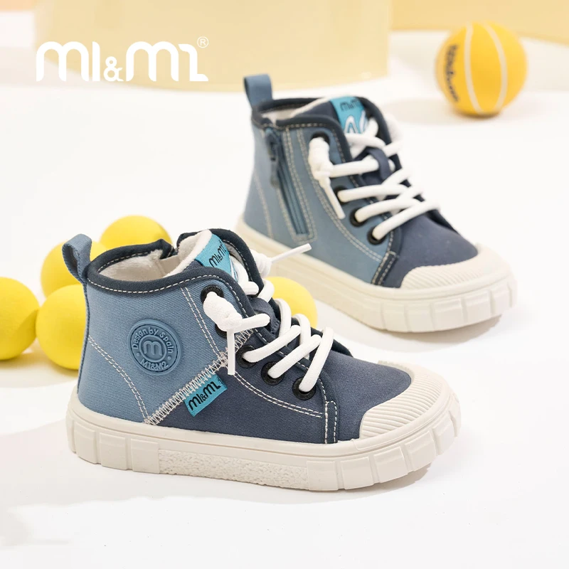 M1 & M2 High-Top Zipperผ้าใบรองเท้าน้ําหนักเบาBreathableด้านล่างแบนสําหรับชายหญิงขี่จักรยานกีฬากลางแจ้งขนาด 24-33