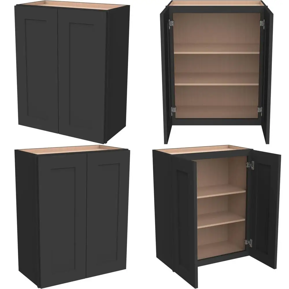 

Solid Wood Shaker Medicine Cabinet with Adjustable Shelves, Soft-Close Door for Bathroom, Kitchen, Office - Charcoal Black, 36W