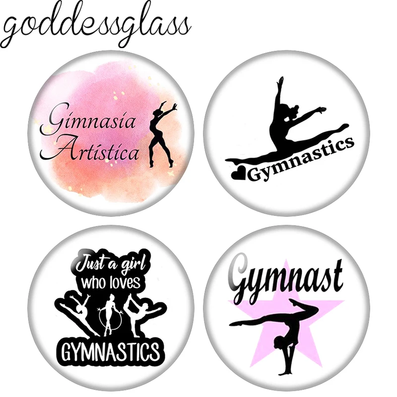 New gymnastics artistica symbol Love gym 10pcs mix 12mm/18mm/20mm/25mm Round photo glass cabochon demo flat back Making findings