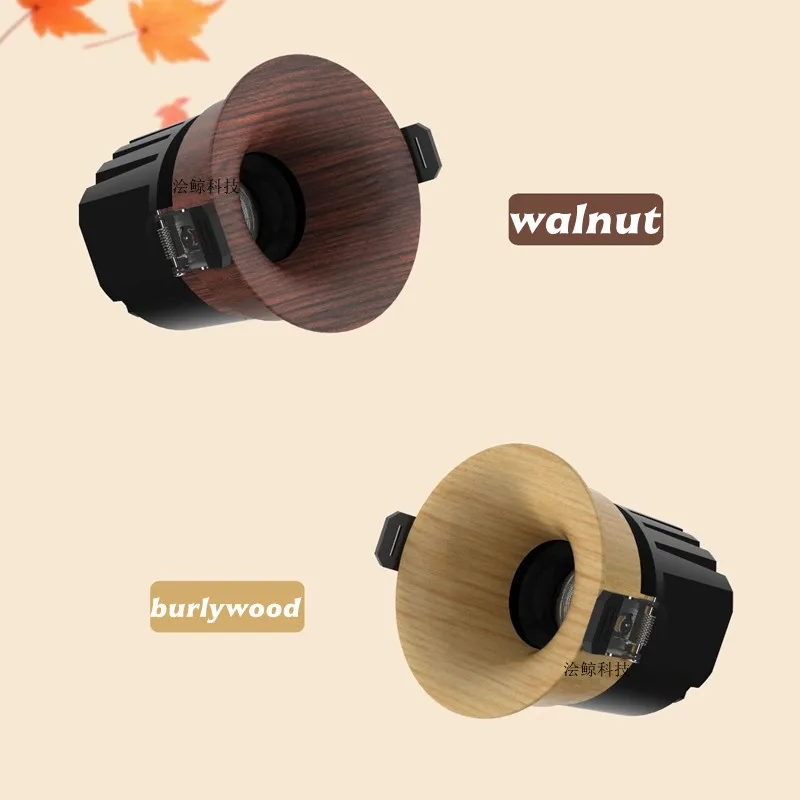 Solid wood LED downlight with curved surface / adjustable within 30° for living room ceiling lamp - hotel villa lighting fixture