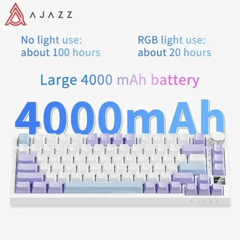 Imagem -04 - Ajazz Ak820 Teclado Mecânico Rgb Tri-mode sem Fio Bluetooth Ak820pro Teclado para Jogos Botão de Metal Tela Tft Gamer Presente Personalizado