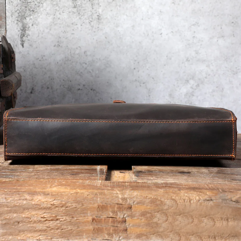 S.WORKER Handgefertigte Vintage-Leder-Aktentasche | Einfache Herren-Business-Handtasche 14" Laptop-Tasche – Detail 13