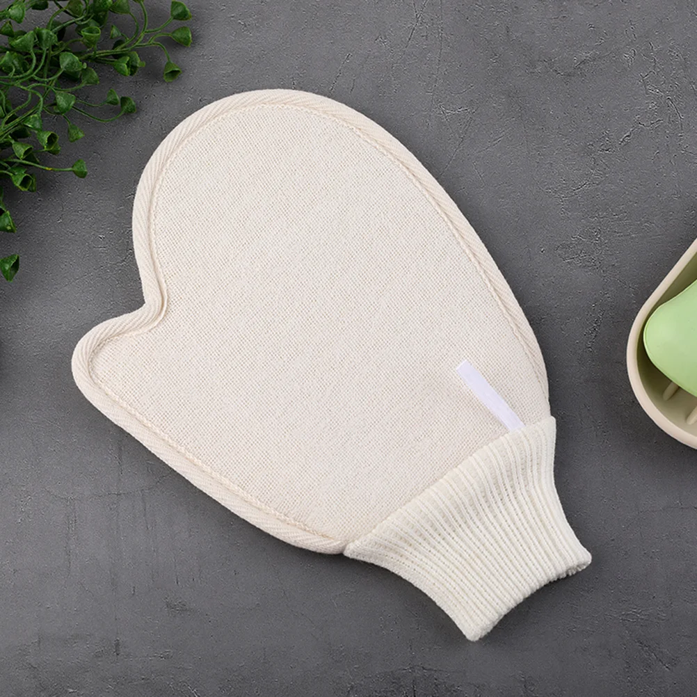 

2Pcs Linen Back Rubbing Mitt Bath Scrubber Exfoliating Gloves Shower Body Cleanser Dead Skin Remover Back Rubbing Mitt