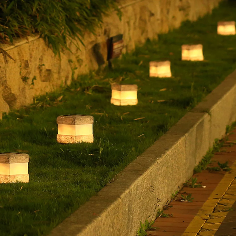 2024 neue LED Solar Post Lichter Simulation Stein im Freien wasserdichte Zaun Post Cap Lichter Dekorationen für Terrasse Veranda Geländer