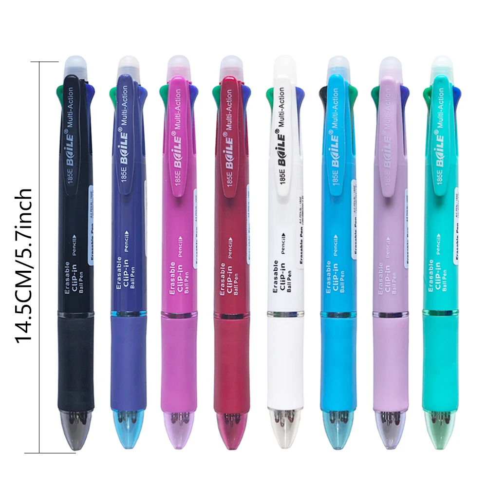 Bolígrafo de Gel borrable Multicolor 5 en 1 con recambio de bolígrafo reemplazable de 4 colores, 1 lápiz automático, papelería, suministro de escritura escolar