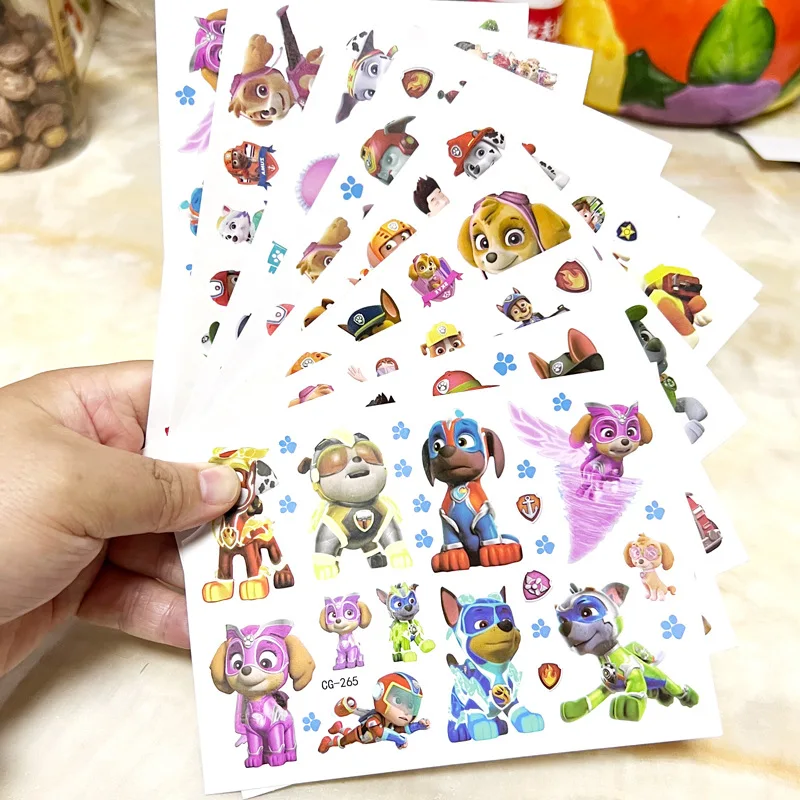 5PCS Paw Patrol Temporary Tattoos for Kids Cartoon Skye Waterproof Tattoo Stickers Children's Body Art Cosplay Party Favors Gift