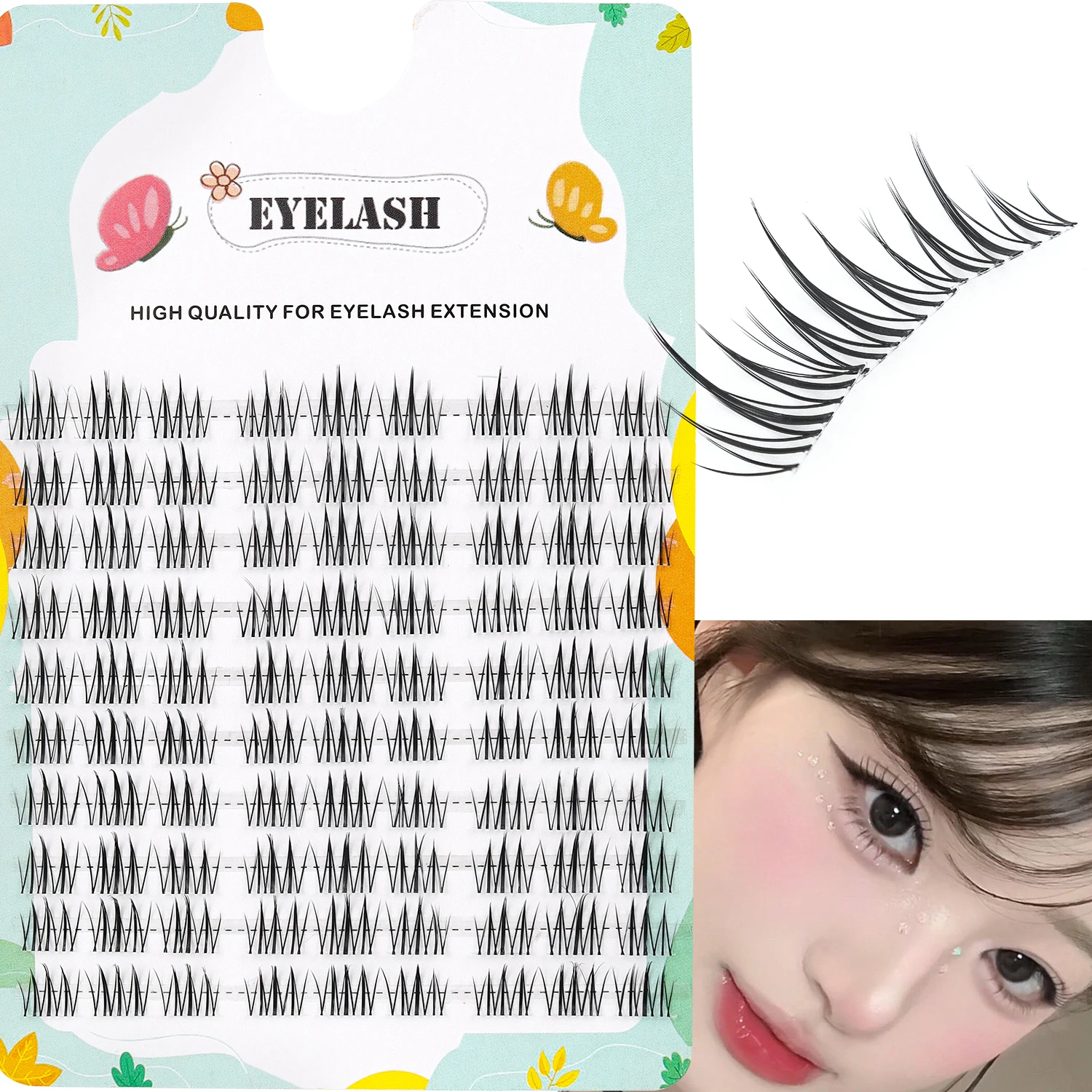 Natural Girl Group Eyelashes 90 Clusters Gentle on Camera Idol False Eyelashes Soft and Comfortable DIY Self Grafting Eyelashes