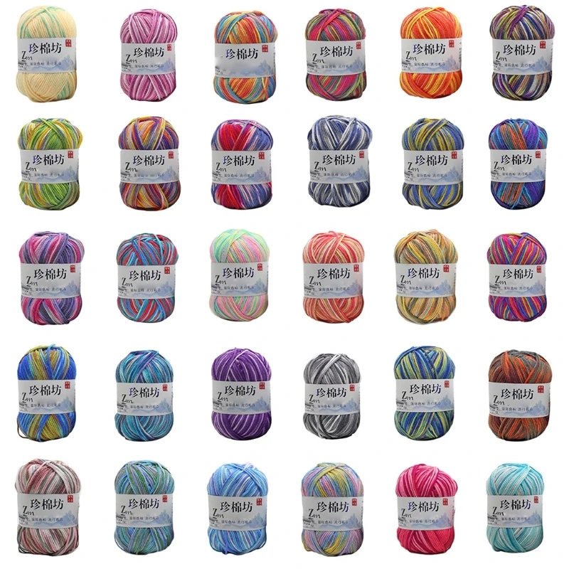 

50g/Ball 4 Strand Worsted Milk Cotton Knitting Yarn Tie Dyed Ombre Colorful Crochet Hand-Woven Thick DIY Drop Shipping