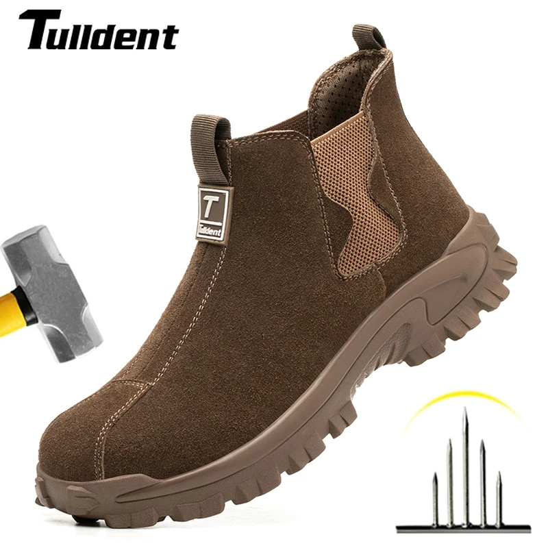 European Standard High Top Safety Shoes Men Anti-smashing Anti-piercing Work Boots Wear Resistant Male Indestructible Shoes