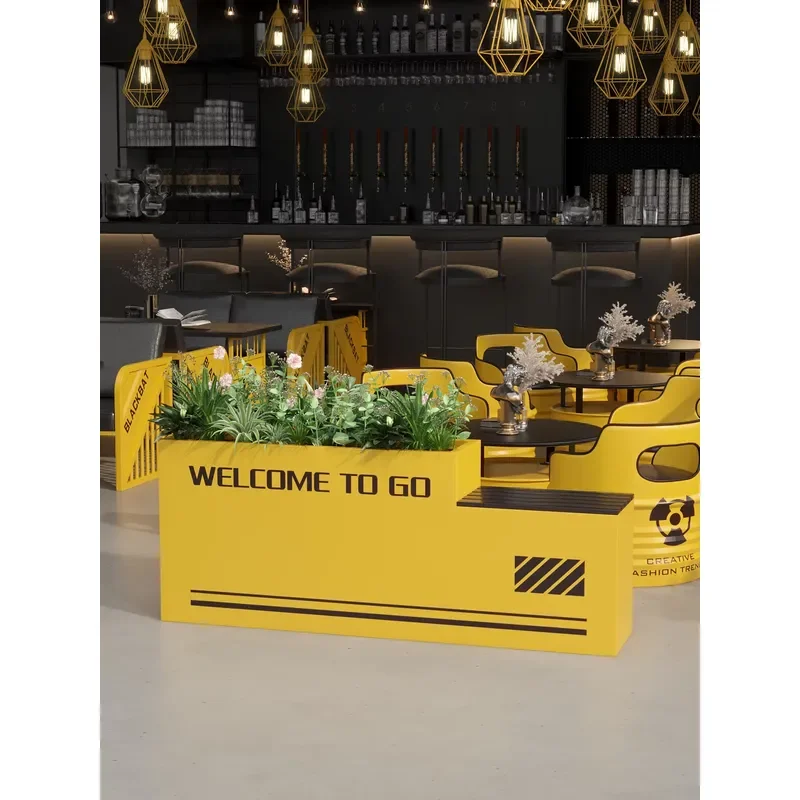 Outdoor Garden Planter Box with Steel Fence for Flowers and Privacy for Hotels Parks Cafes Restaurants Gyms and Dividers
