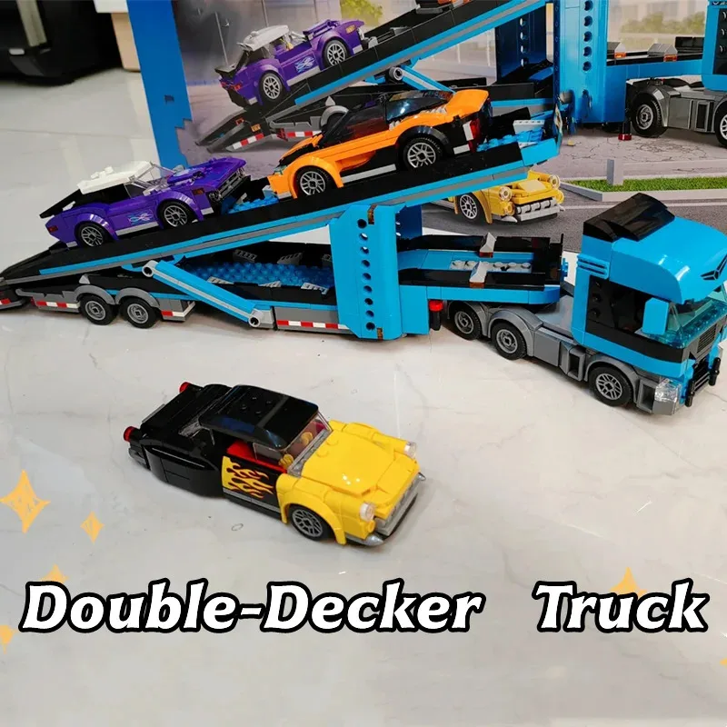 Zestawy MOC kompatybilne z innymi markami, seria City, klocki konstrukcyjne, dwupoziomowy samochód sportowy, pojazd transportowy, zabawka dla dzieci, prezent.