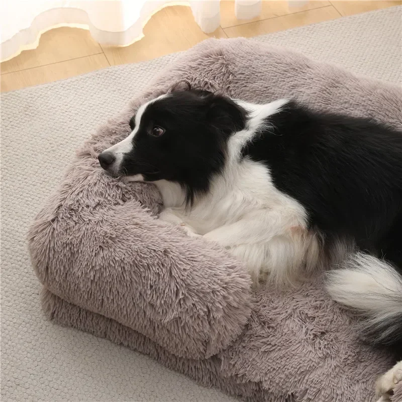 Square Cat's House Bed For Cats Dog Mat Warm Sleep Cat Nest Cushion Dog Puppy Couch For Dogs Basket Plush Pet Accessories Winter