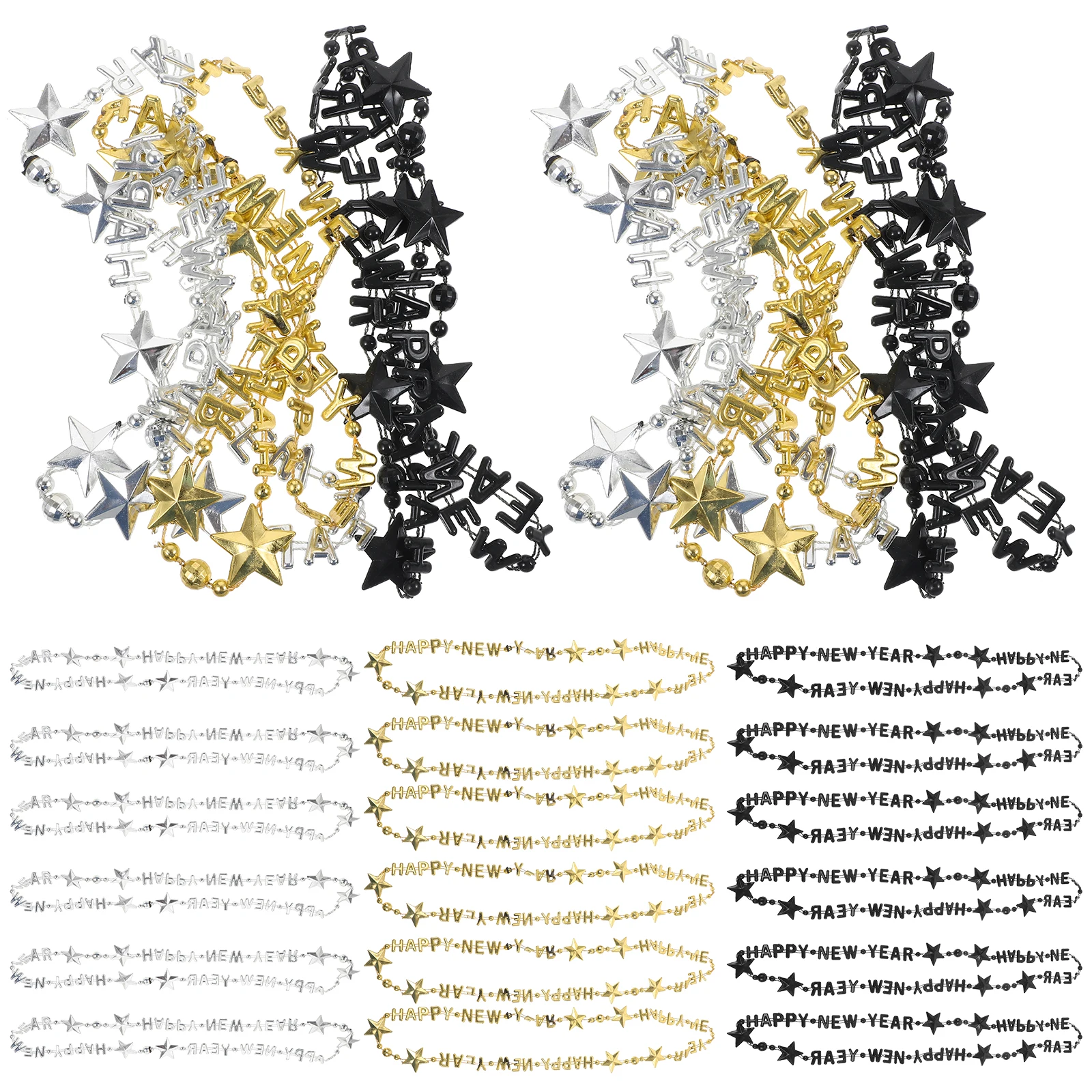 

24pcs Chain Necklace Plastic Coated Decorations Hanging Star Hanging Chain New Year Supplies Party Accessories