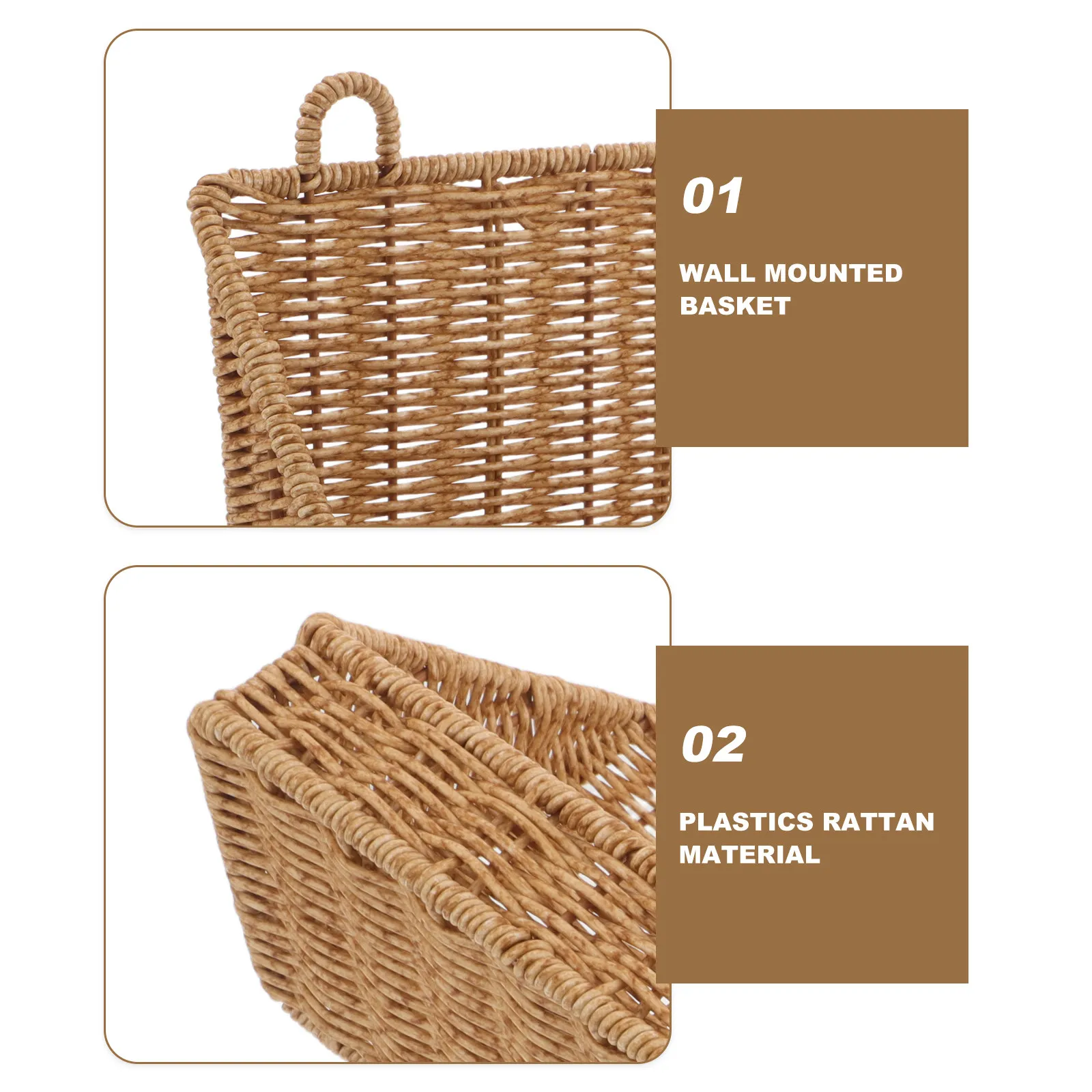 Bathroom Shower Organizers Plastic Wicker Wall Mounted Basket No Drill Compact Storage for Toiletries Under Sink 35Cm