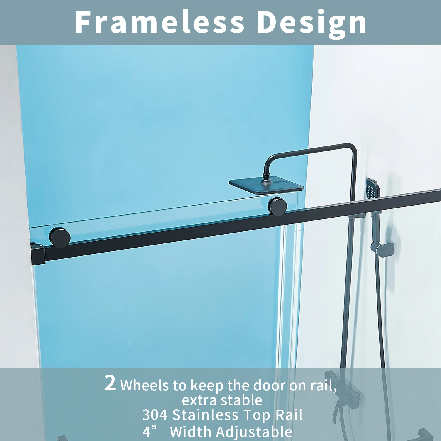 X01-Frameless Sliding Shower Clear Tempered Glass Black Finish Designed for Smooth Door Closing Waterproof and stain resistant