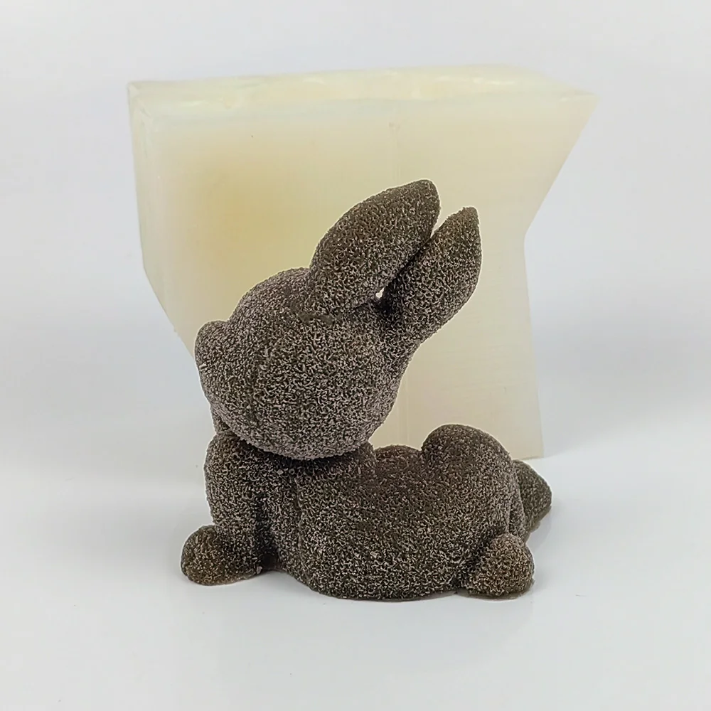 Cute Rabbit Fondant Cake Silicone Mold For Concrete Cement Candle Aromatherapy Plaster Mold Fondant Cake Candle Mold Tools